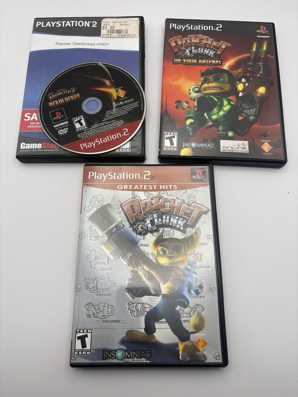 Ratchet & Clank Series Lot Of 3 PS2 - Up Your Arsenal, Deadlocked, Boot Tested
